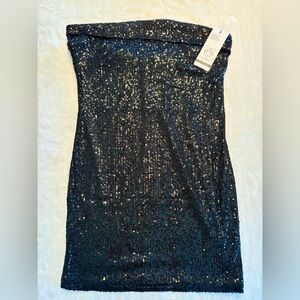 NYE Womens Satin Strapless Side Slit Stretch Bodycon Party Mini Dress